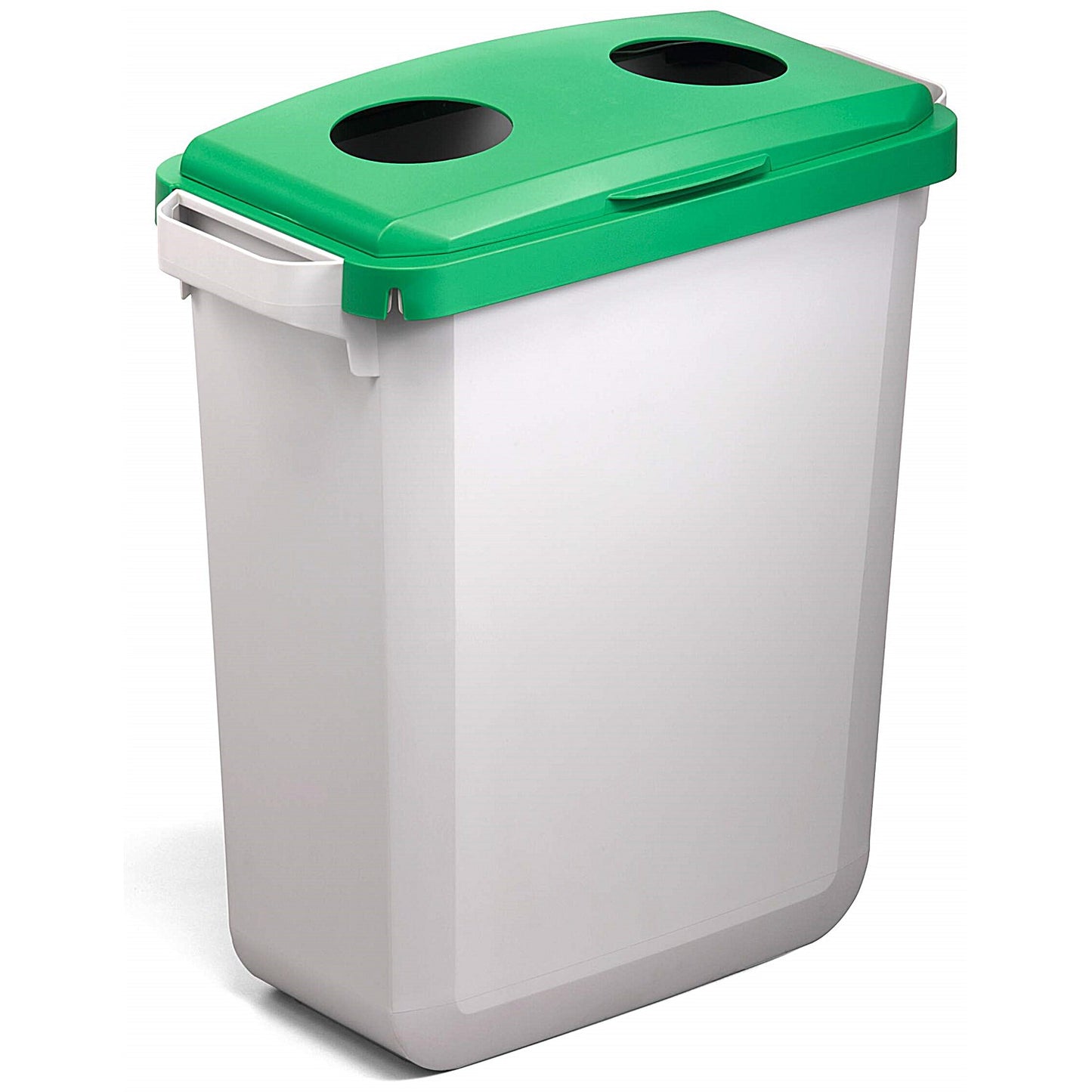 Durable Durabin Hinged Bin Lid with Two Holes for Cans/Bottles, 60 Litre, Green