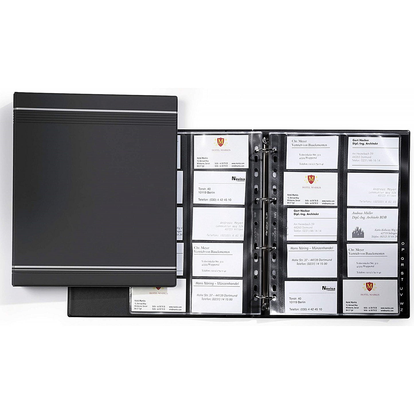 Durable Visifix 400 Business Card Ring Binder Album, A-Z Index, A4 Charcoal