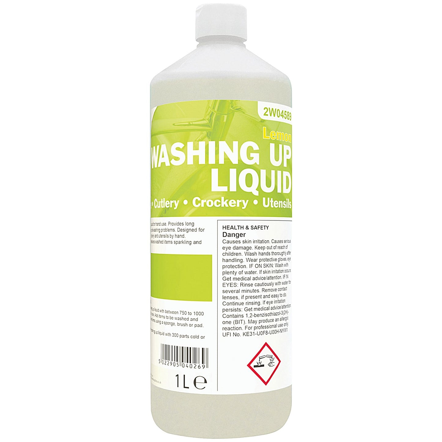 2Work Washing Up Liquid, Lemon, 1 Litre