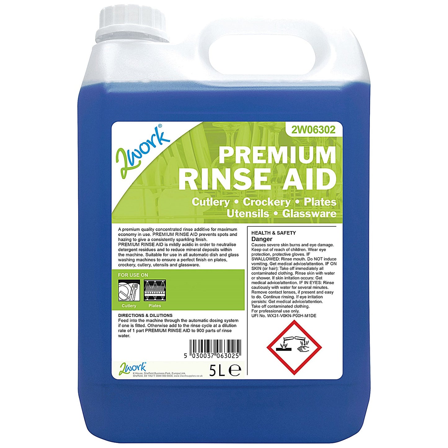 2Work Premium Rinse Aid, 5 Litres