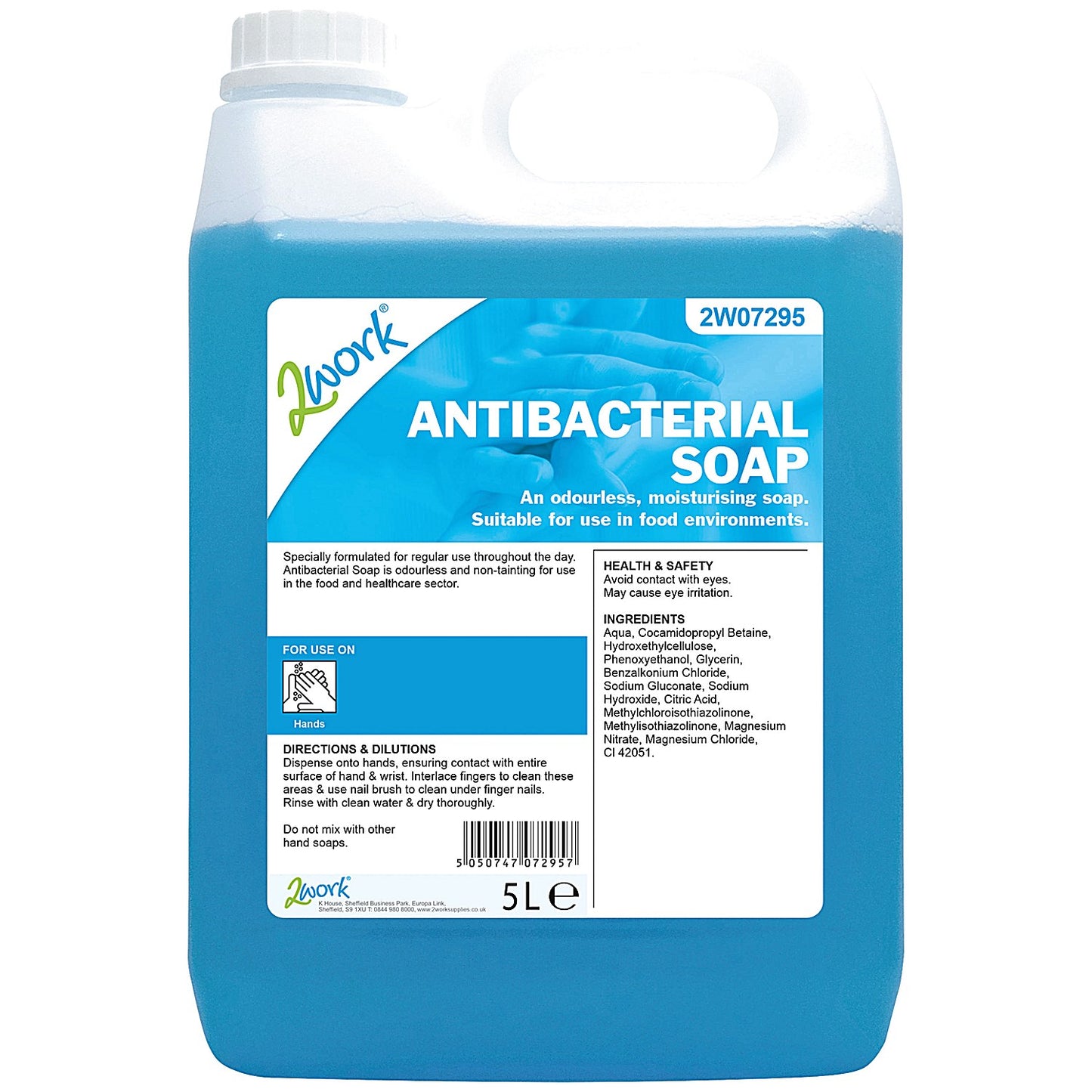 2Work Antibacterial Hand Wash, 5 Litre