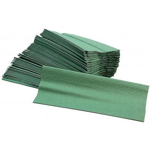 2Work 1-Ply V-Fold Hand Towels, Green, Pack of 3600
