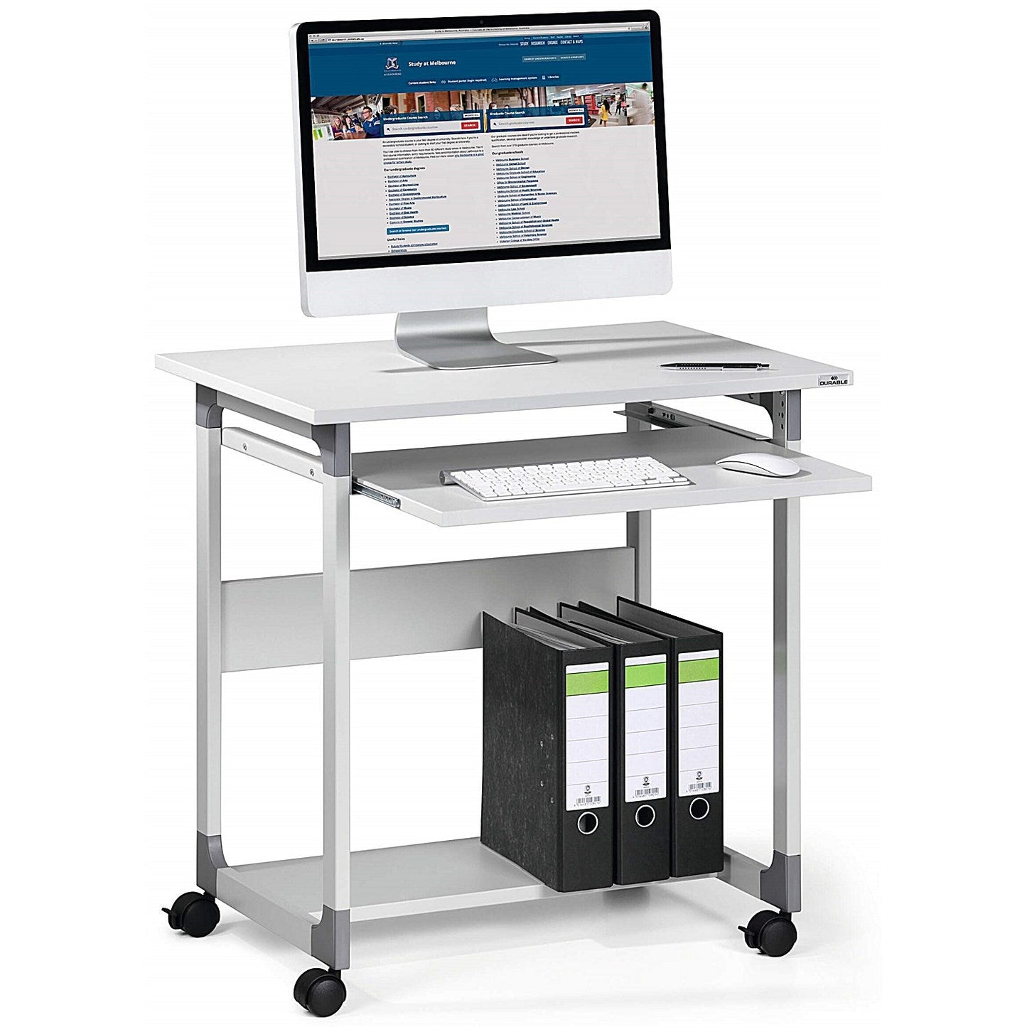 Durable System Adjustable Mobile PC Workstation Trolley, 750mm Wide, Grey Easy2Order : 379610