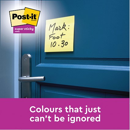 Post-it Super Sticky Recycled Notes, 76 x 76mm, Yellow, Pack of 12 x 70 Notes