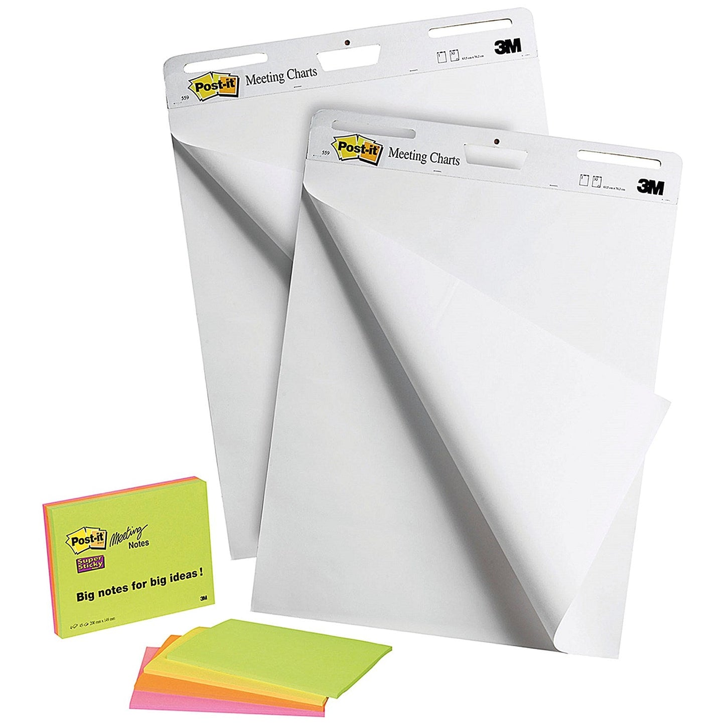 Post-it Super Sticky Meeting Chart Bundle, 2 Meeting Charts + 4 Note Pads, Pack of 6 Easy2Order : 3M08046