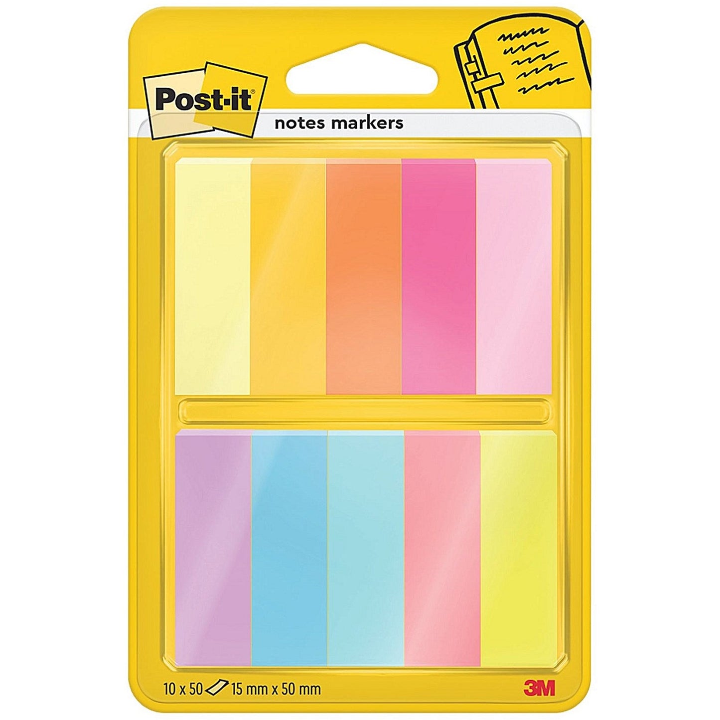 Post-It Notes Markers 50 Sheets 15x50mm Assorted Colours (Pack of 10) 7100234524 Easy2Order : 3M38046
