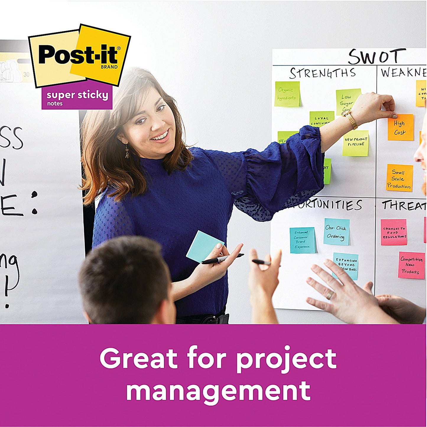 Post-it Super Sticky Notes, 76 x 76mm, Green, Pack of 6 x 90 Notes