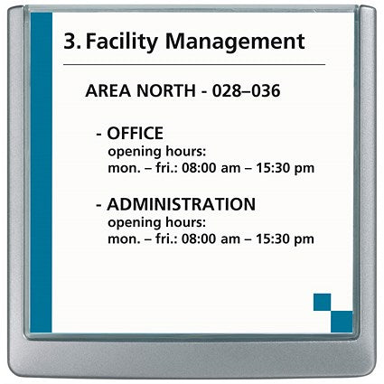 Durable Adhesive Click Sign Wall Mounted Door Sign Holder, 149x148.5mm, Grey