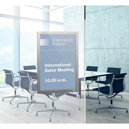 Durable Duraframe Self Adhesive Signage Frame, A4, Silver