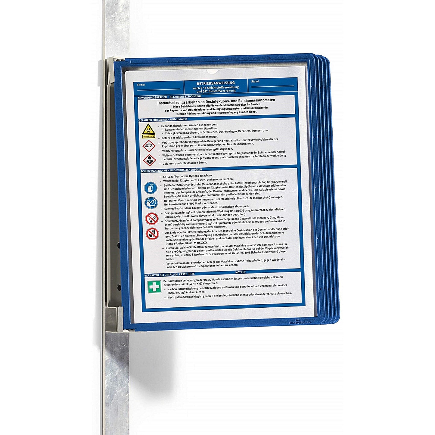 Durable Vario Magnet Wall Display Panel System, 5 Blue Panels Included Easy2Order : 591407