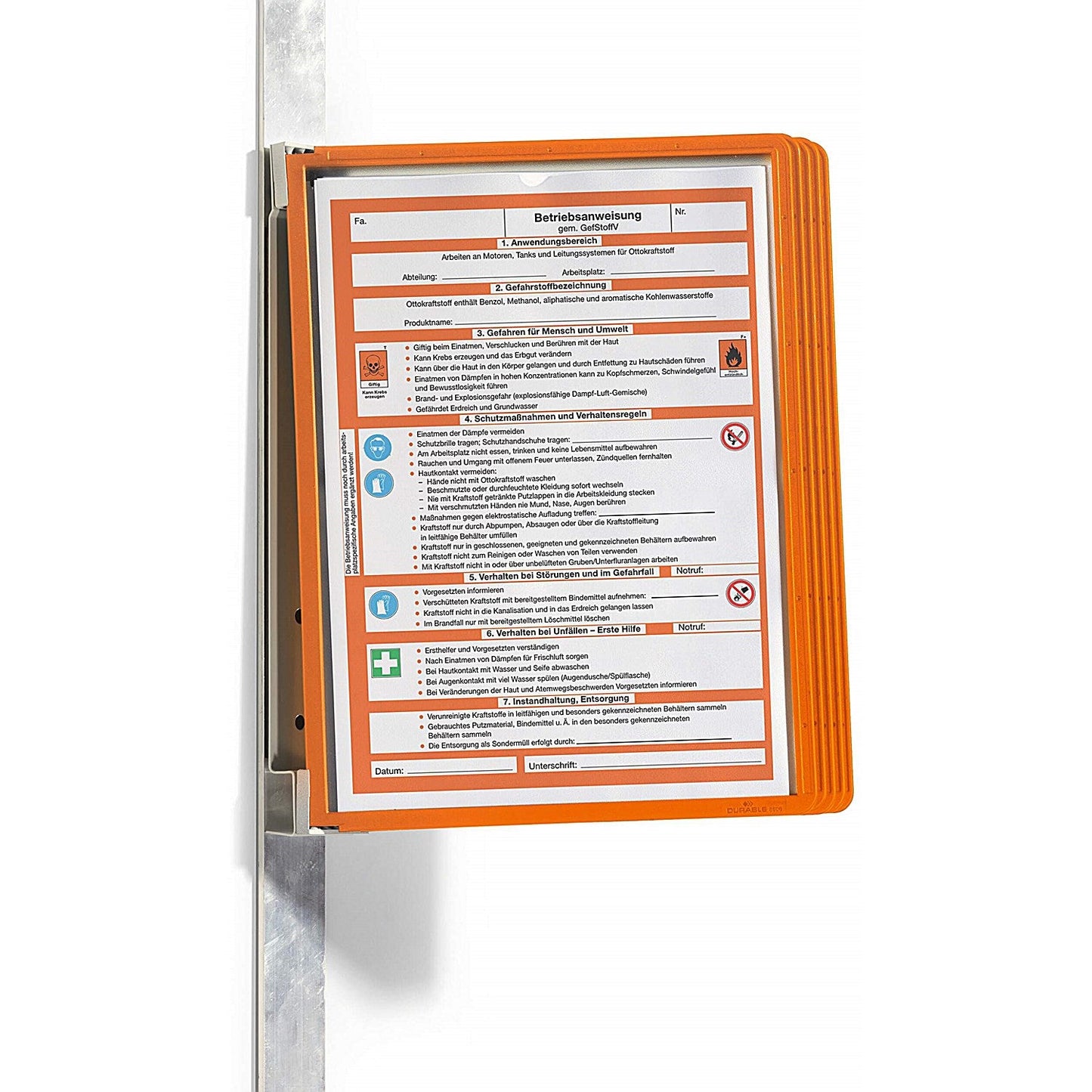 Durable Vario Magnet Wall Display Panel System, 5 Orange Panels Included Easy2Order : 591409