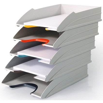 Durable Varicolor Mix Stackable Document Filing Letter Trays, A4, White, Pack of 5