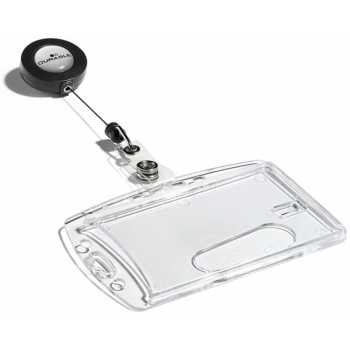 Durable Enclosed Security Pass ID Holder with Badge Reel, Clear, Pack of 10 Easy2Order : 801219