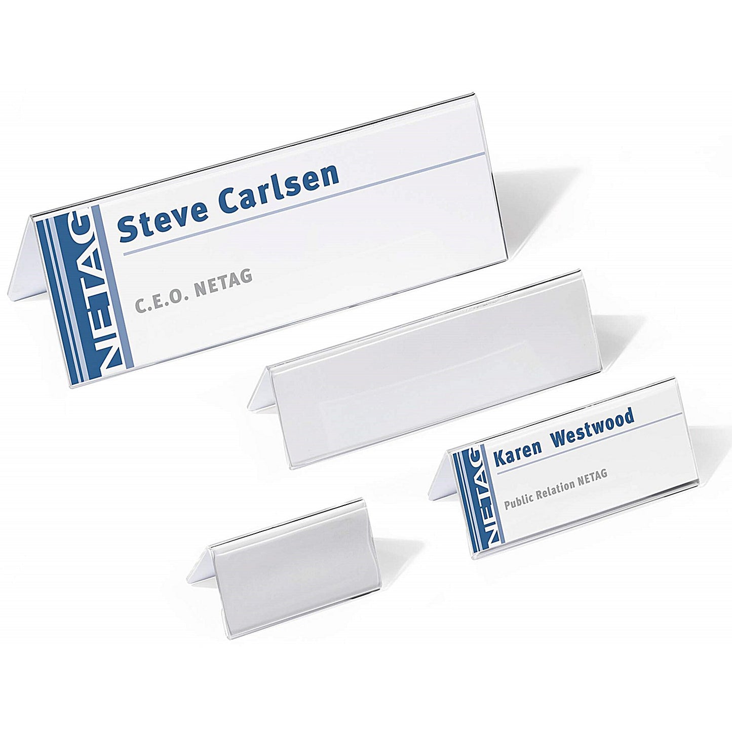 Durable Clear Acrylic Table Place Name Holders and Inserts, 61/122x210mm, Pack of 10