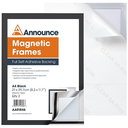 Announce Magnetic Frame, A4, Black, Pack of 2