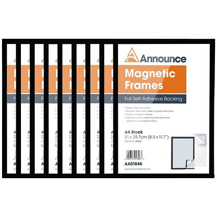Announce Magnetic Frame, A4, Black, Pack of 10