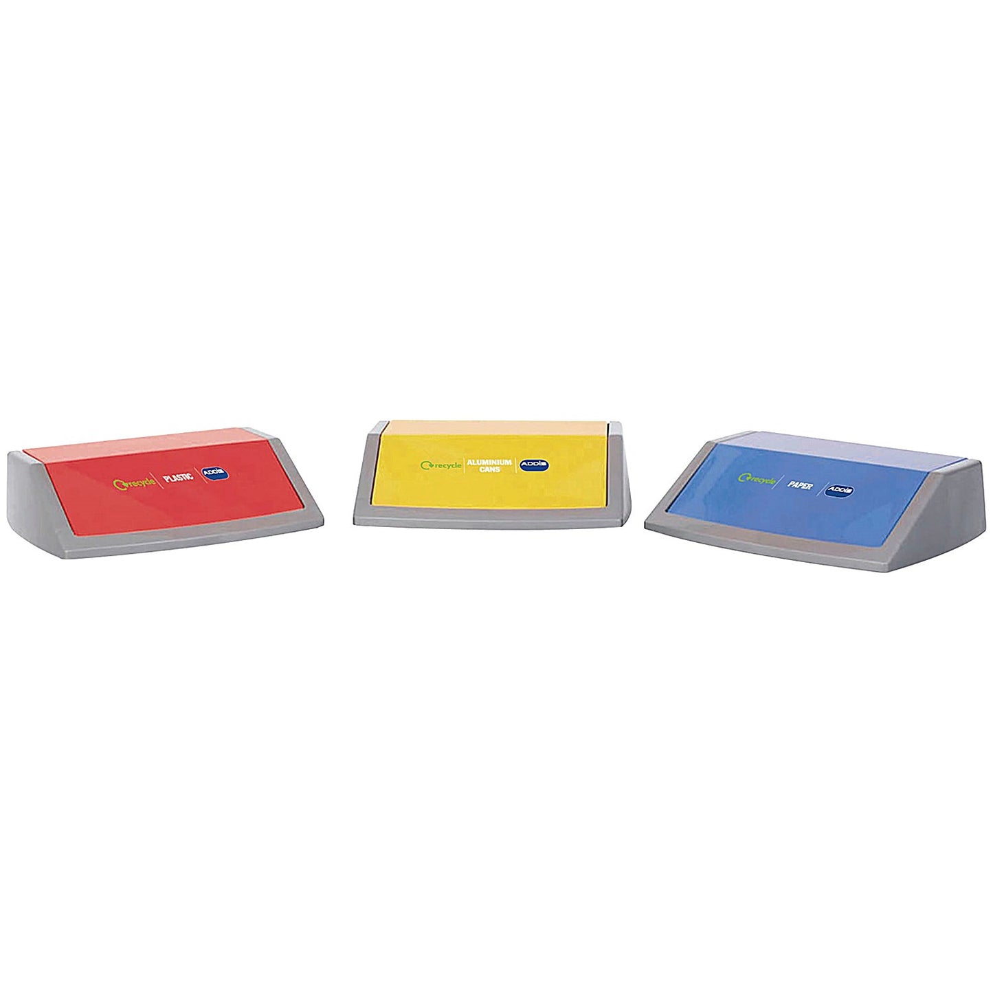 Addis Grey 60 Litre Recycling Bin Kit Base, 60 Litre, Grey, Pack of 3