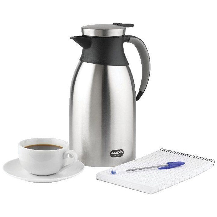 Addis Diplomat Vacuum Jug, 2 Litres, Stainless Steel/Black