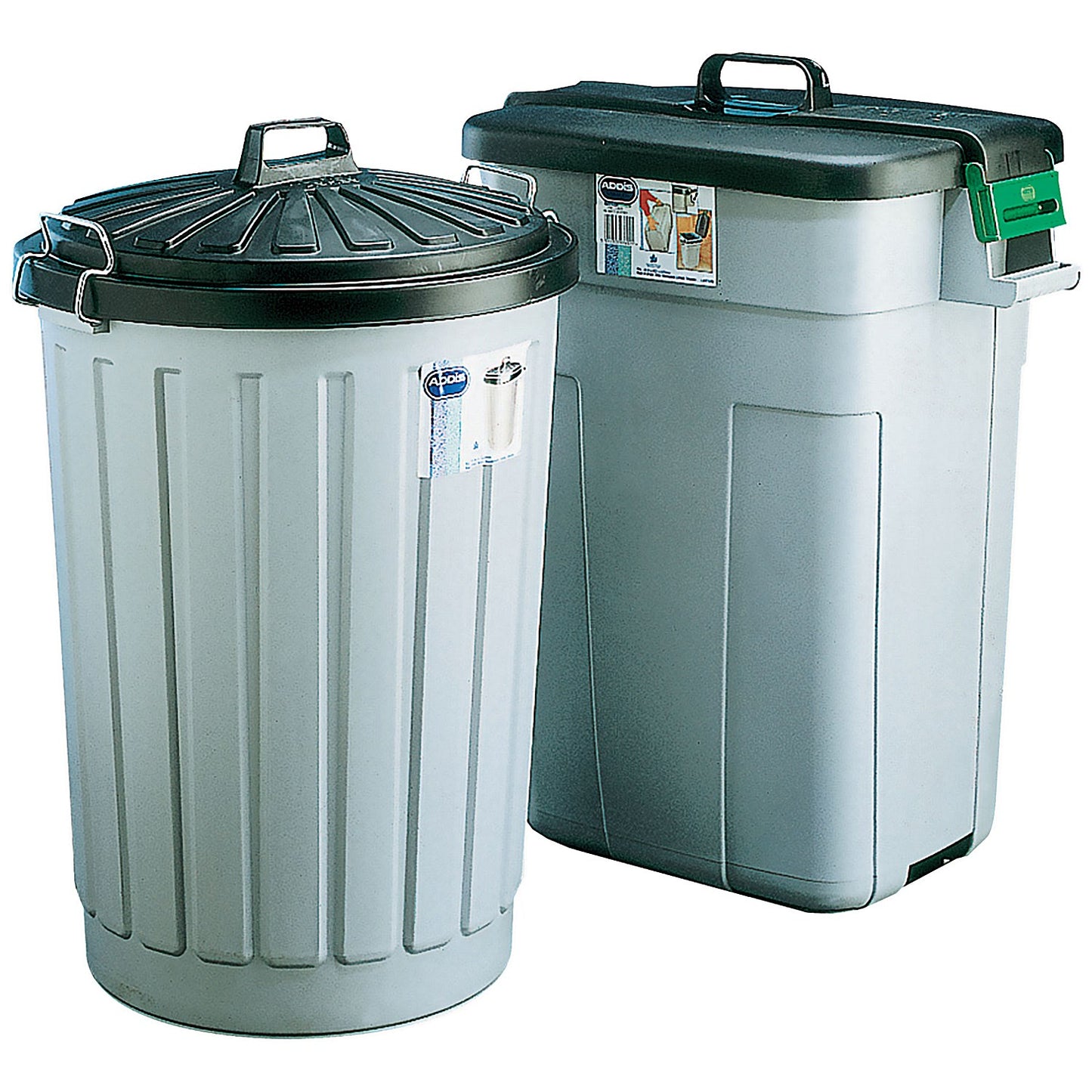 Addis Round Dustbin, 90 Litre, Grey with Black Lid,