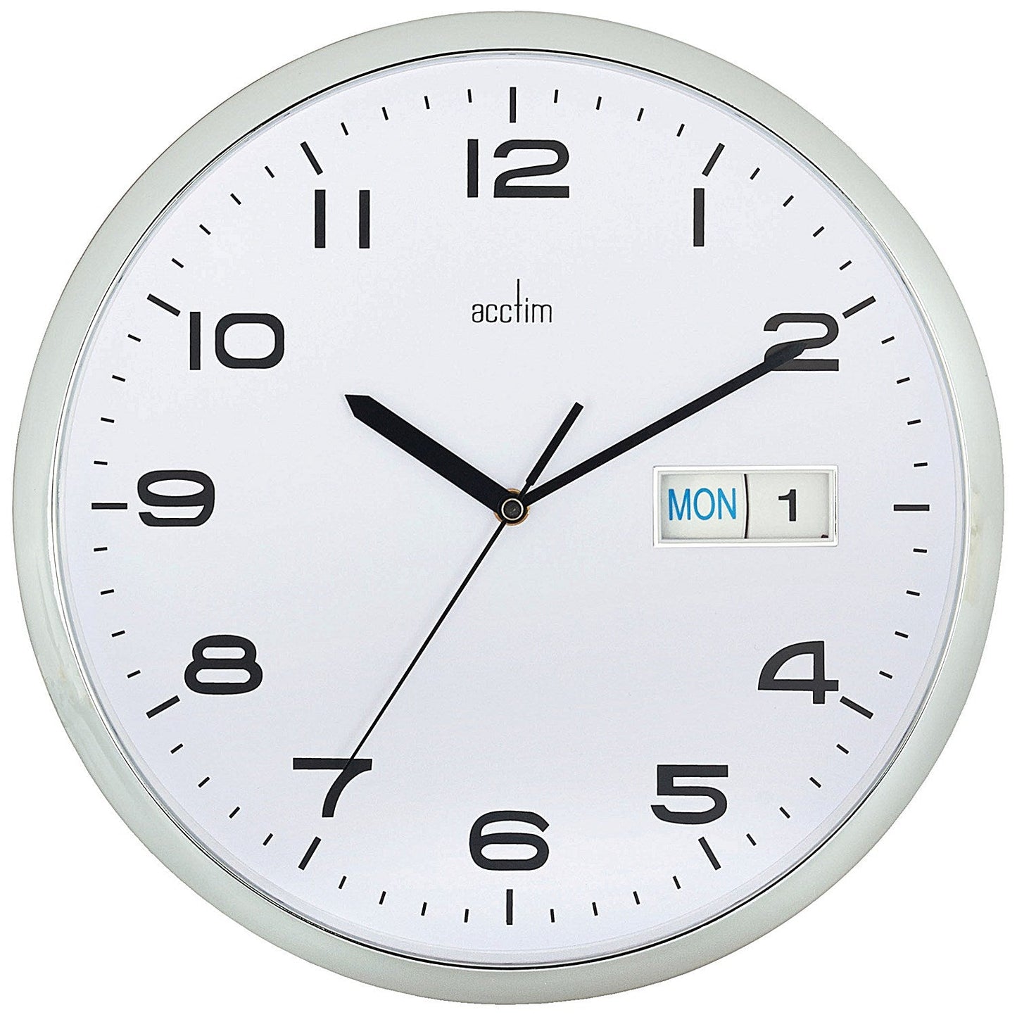 Acctim Supervisor Wall Clock with Date, 320mm Diameter, Chrome, White Easy2Order : ANG21027