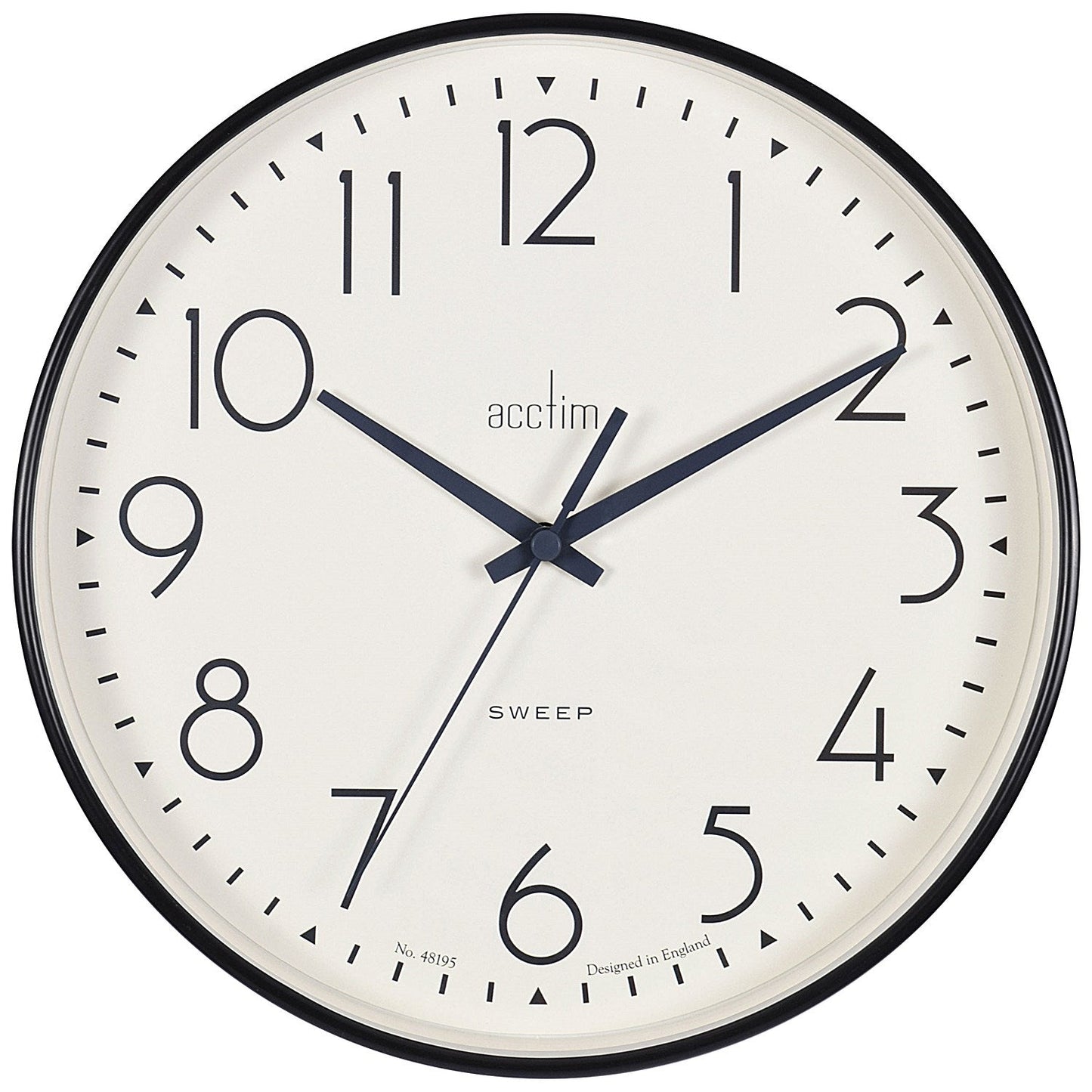 Acctim Earl Wall Clock Non Ticking Sweep Seconds Hand 250mm Diameter Black Easy2Order : ANG22563