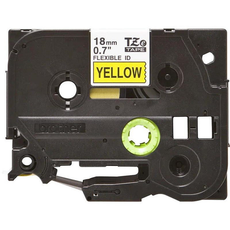 Brother P-Touch TZe-FX641 Flexible ID Label Tape, Black on Yellow, 18mmx8m
