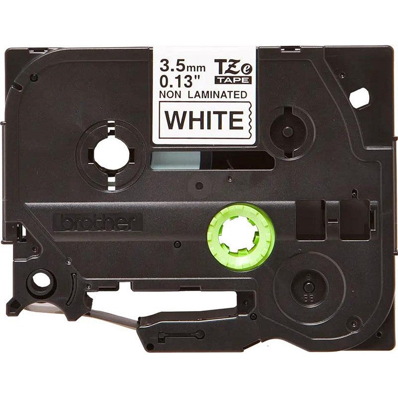 Brother P-Touch TZe-N201 Non-Laminated Label Tape, Black on White, 3.5mmx8m