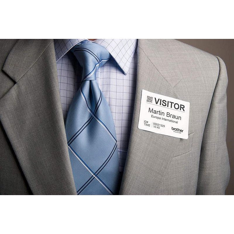 Brother DK-11234 Name Badge Labels, Black on White, 60x86mm, 260 Labels Per Roll
