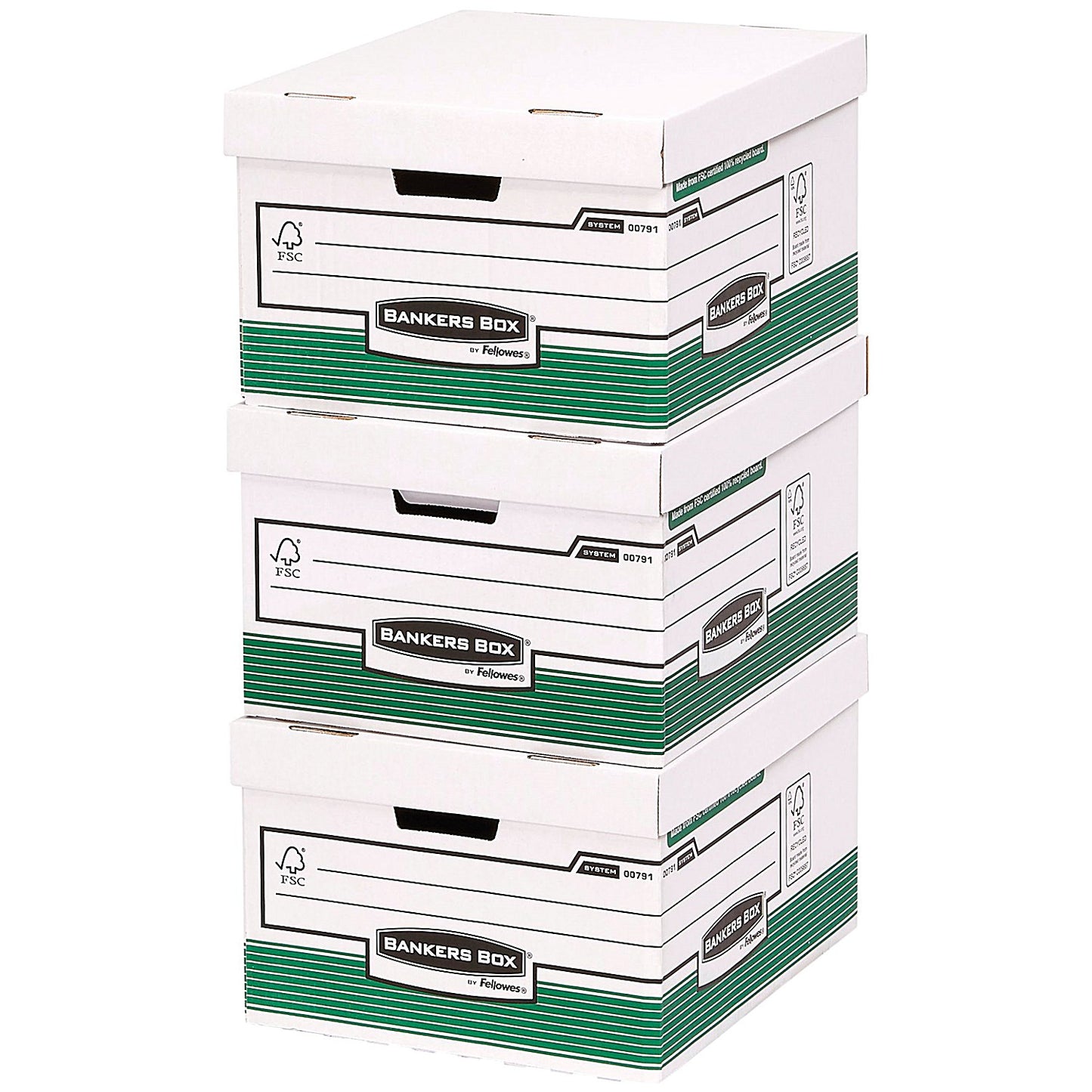 Bankers Box Storage Boxes, Green & White, Pack of 10