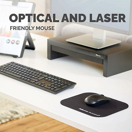 Fellowes Microban Mouse Mat, Antibacterial, Non-slip, Black
