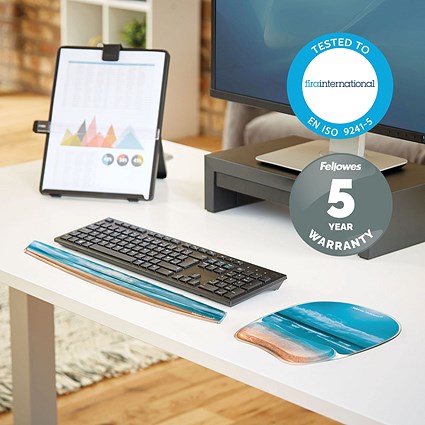 Fellowes Photo Gel Mouse Mat, With Wrist Rest, Sandy Beach Design