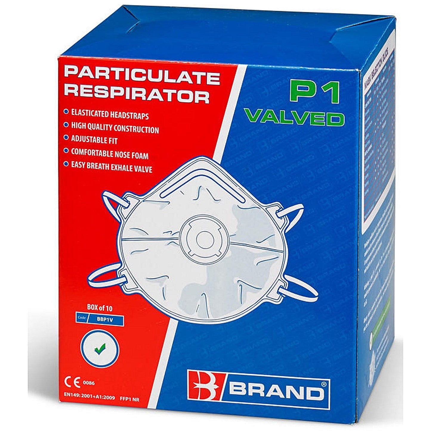 Beeswift P1 Valved Mask, White, Pack of 10 Easy2Order : BBP1VN
