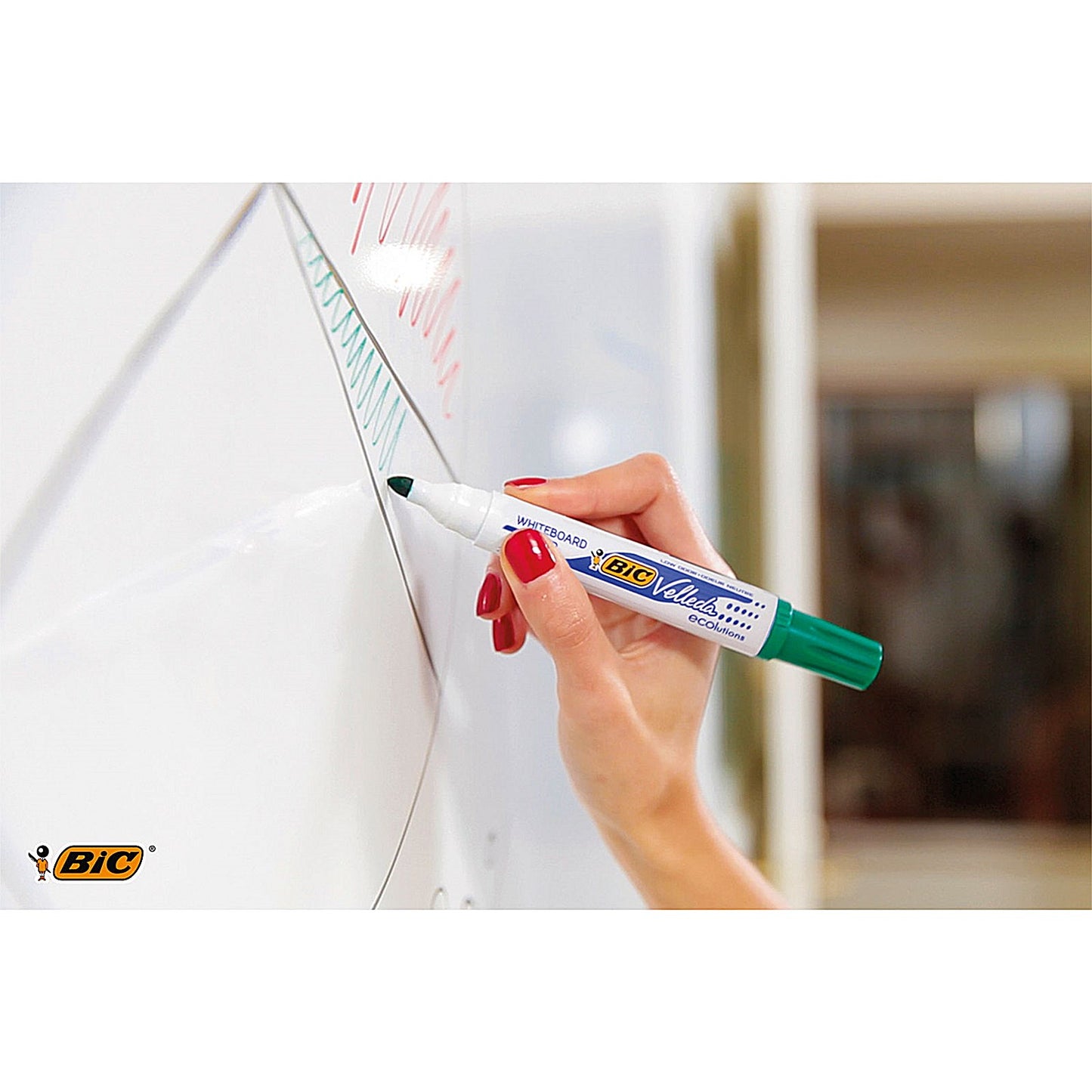 Bic Velleda 1701 Whiteboard Marker, Bullet Tip, Green, Pack of 12