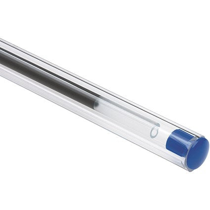 Bic Cristal Ball Pen, Clear Barrel, Blue, Pack of 50