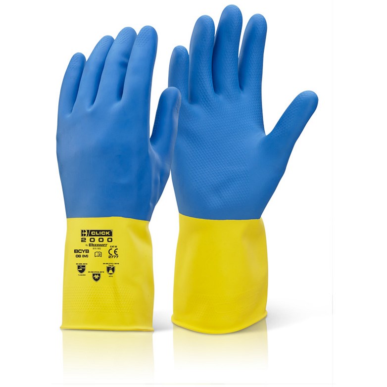 Beeswift 2 Colour Heavyweight Gloves, Yellow & Blue, Small Easy2Order : BCYBS