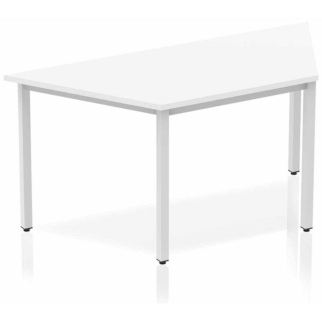 Impulse Trapezoidal Table, 1600mm, White, Silver Box Frame Leg Easy2Order : BF00121