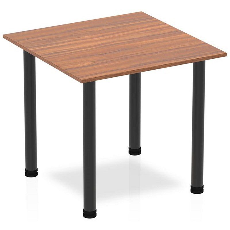 Impulse 800mm Square Table, Walnut, Black Post Leg Easy2Order : BF00364