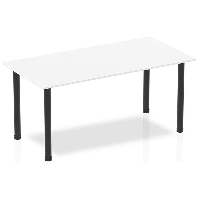 Impulse Rectangular Table, 1600mm, White, Black Post Leg Easy2Order : BF00377