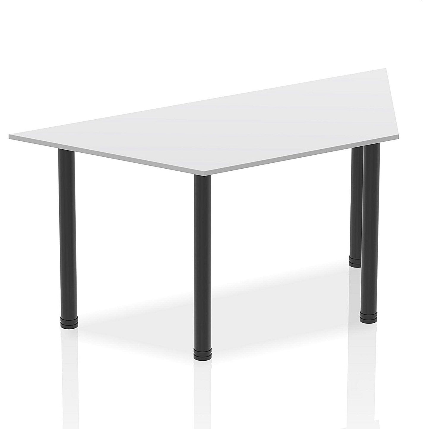 Impulse Trapezoidal Table, 1600mm, White, Black Post Leg Easy2Order : BF00388