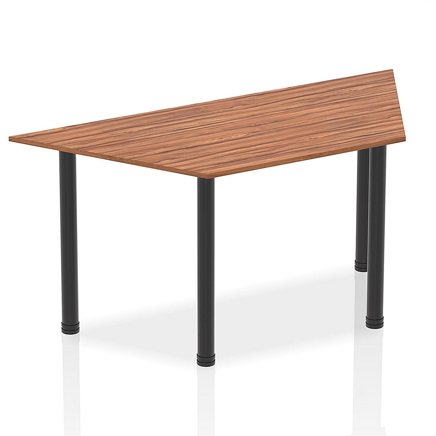 Impulse Trapezoidal Table, 1600mm, Walnut, Black Post Leg Easy2Order : BF00392