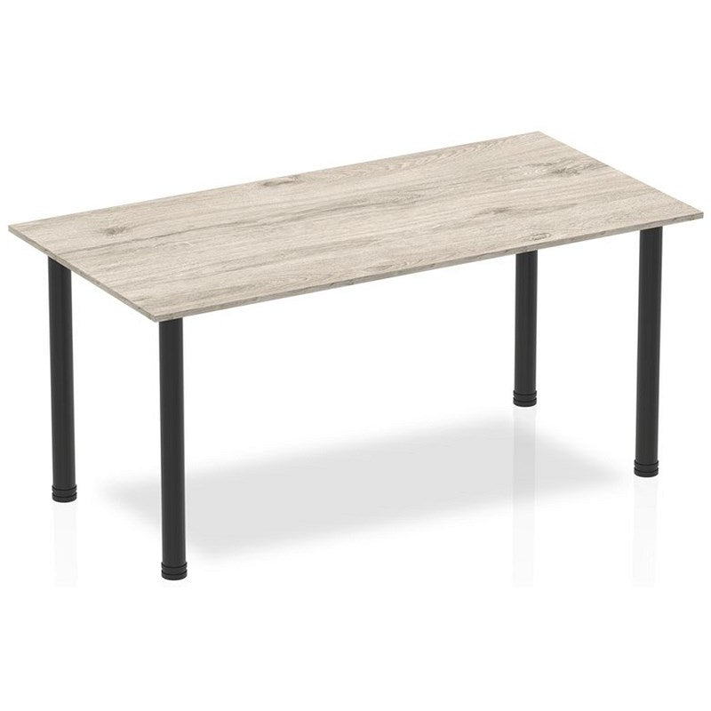 Impulse Rectangular Table, 1600mm, Grey Oak, Black Post Leg Easy2Order : BF00400
