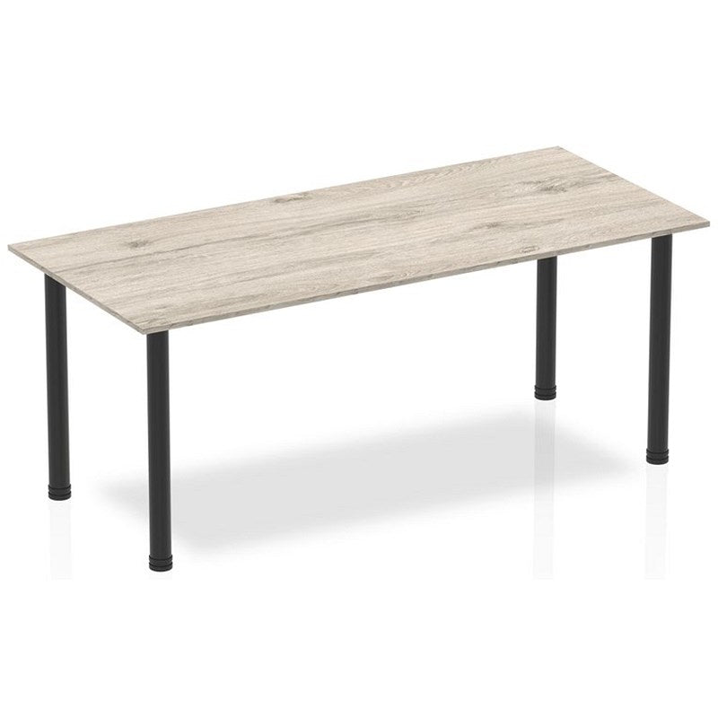 Impulse Rectangular Table, 1800mm, Grey Oak, Black Post Leg Easy2Order : BF00401