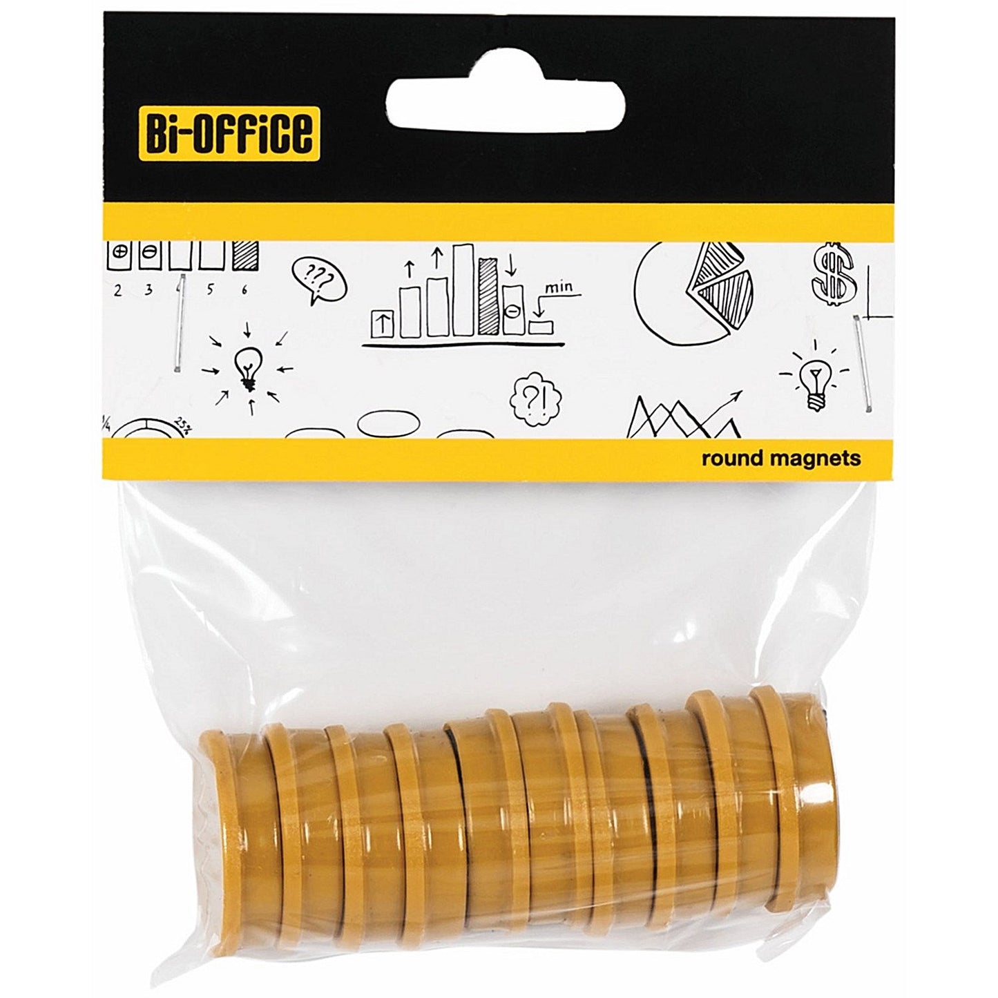Bi-Office Round Magnets 30mm Yellow Pack of 10 Easy2Order : BQ30029