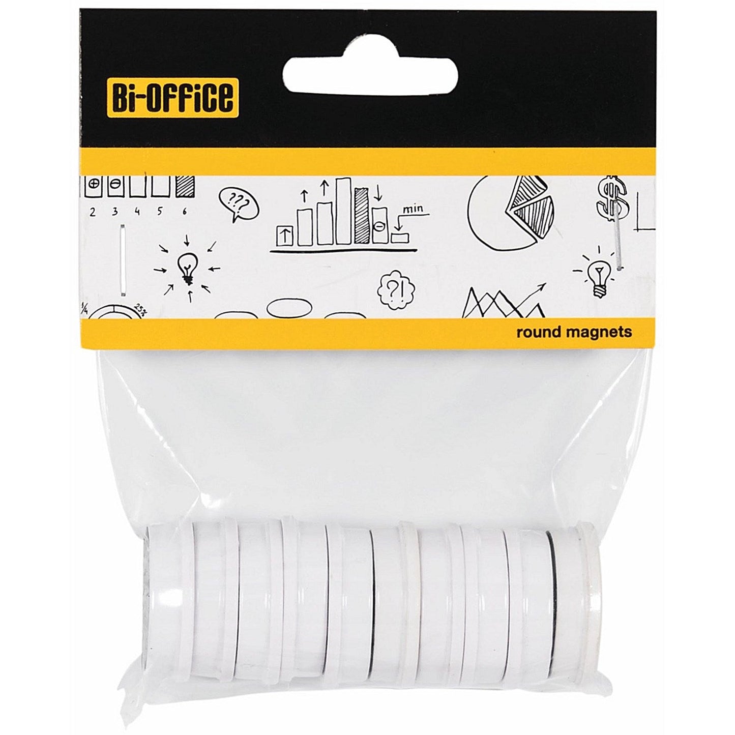 Bi-Office Round Magnets 30mm White Pack of 10 Easy2Order : BQ30136