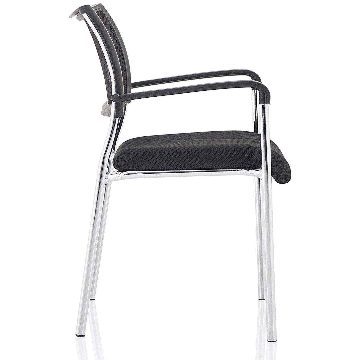 Brunswick Visitor Chair, With Arms, Chrome Frame, Black Easy2Order : BR000025