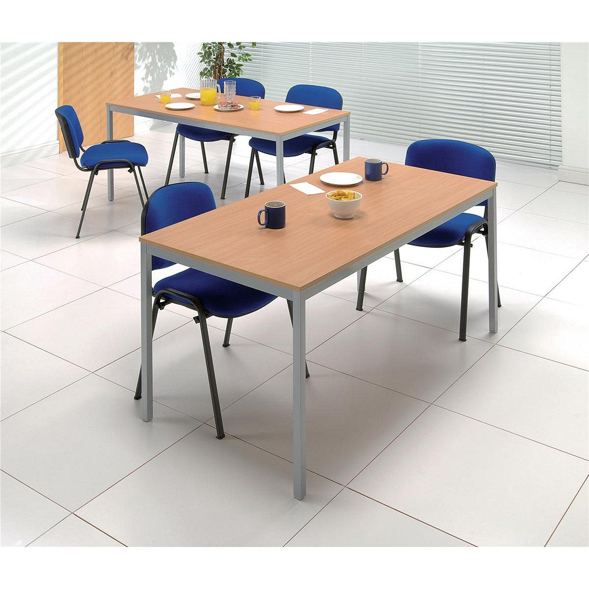 ISO Black Frame Stacking Chair, Blue