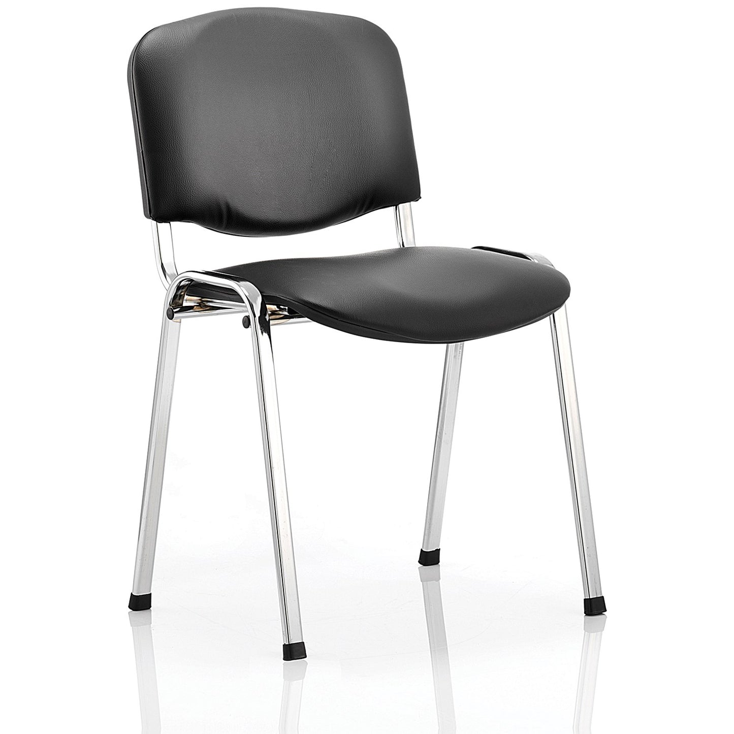 ISO Chrome Frame Stacking Chair, Black Vinyl