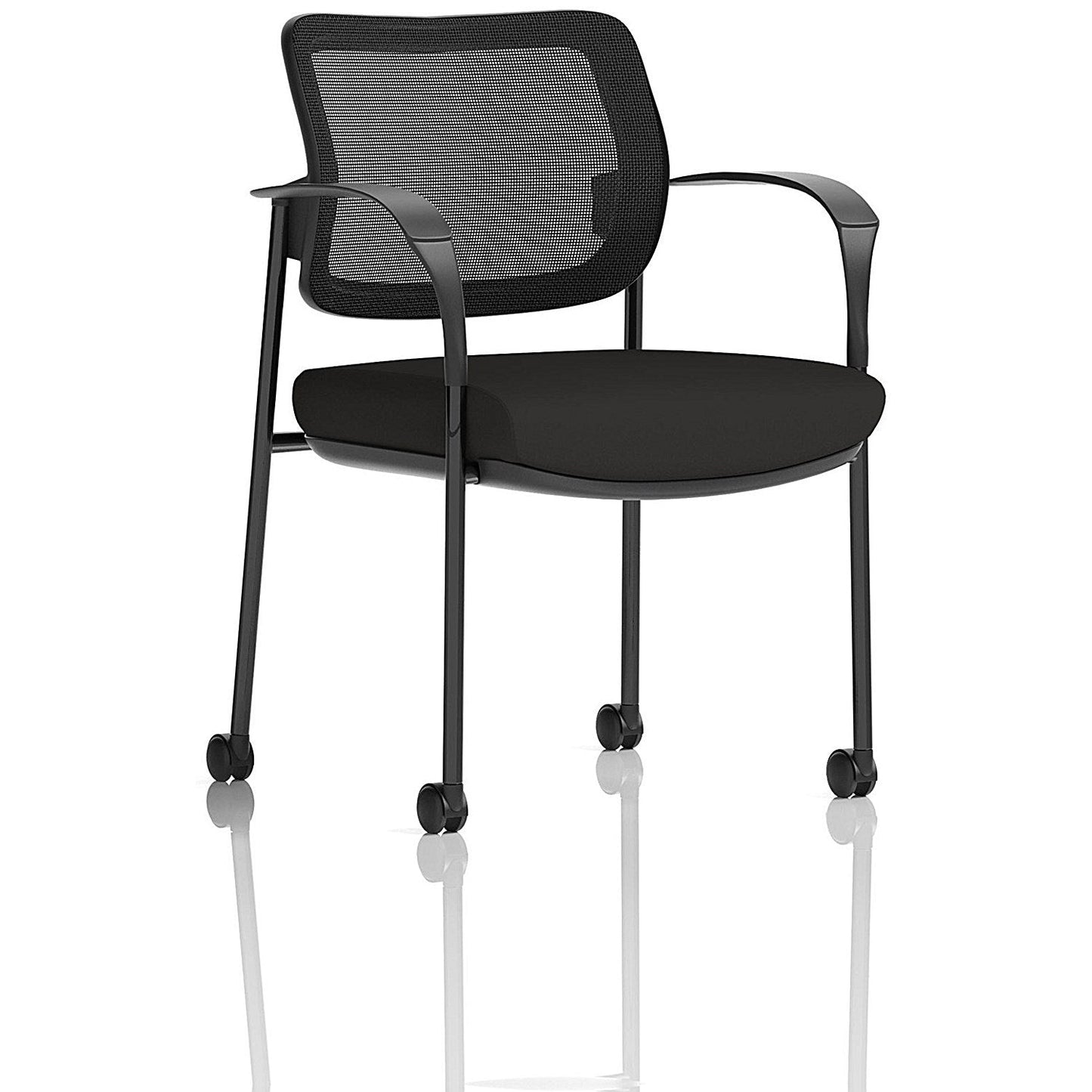 Brunswick Deluxe Visitors Chair, Black Frame, Mesh Back, With Arms and Castors, Black Easy2Order : BR000318