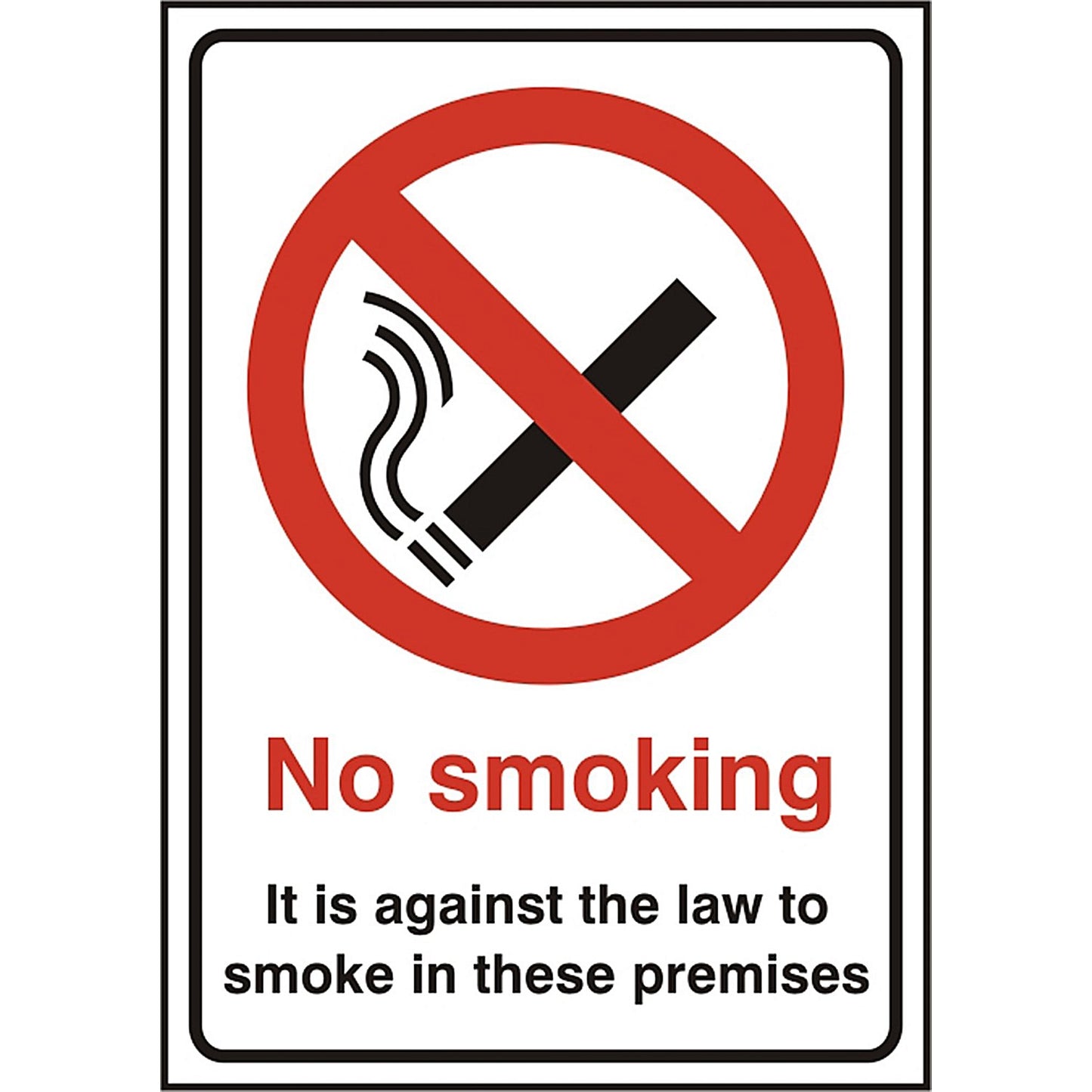 B-Safe No Smoking Its Against The Law Sign, 210x148mm, PVC, Pack of 5