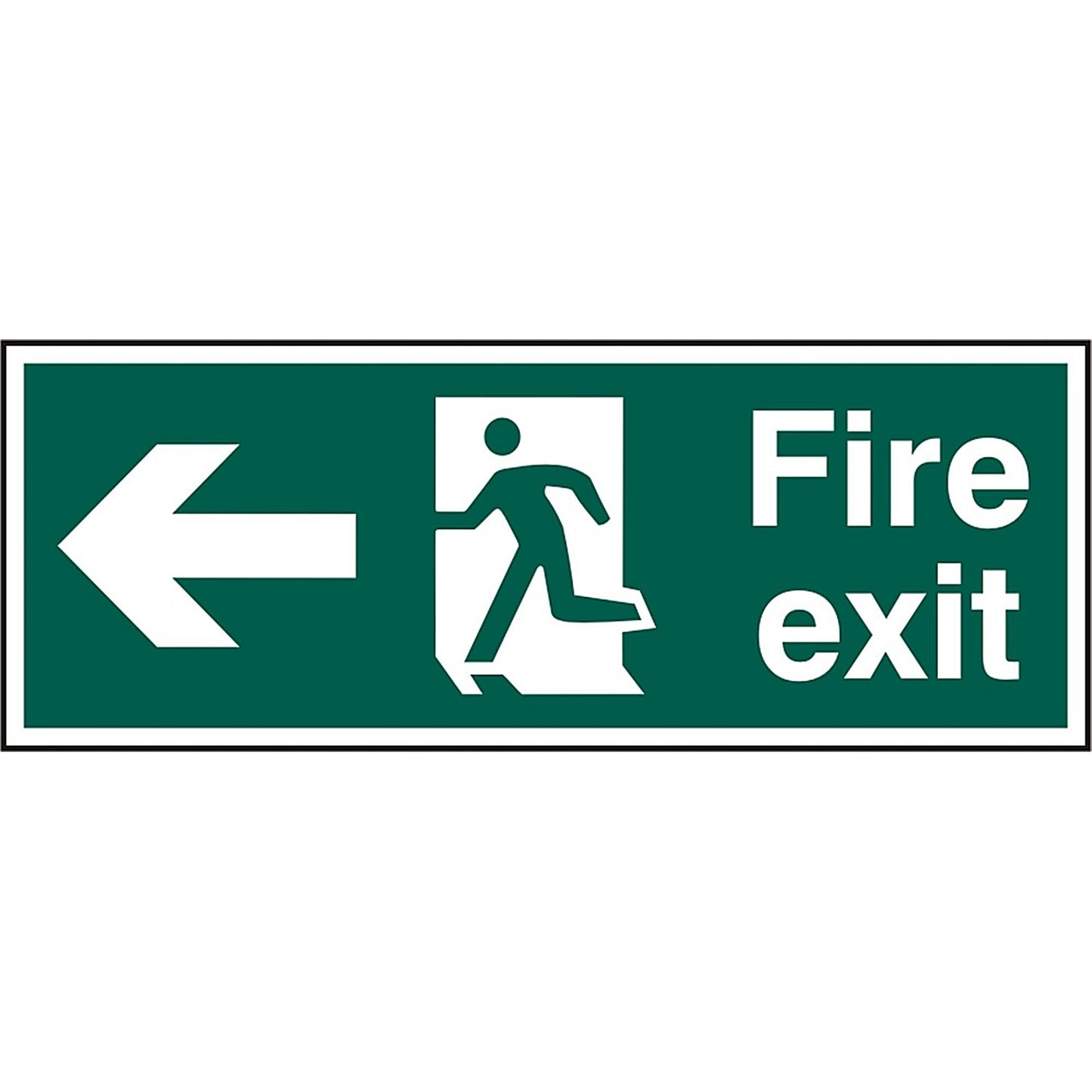 B-Safe Running Man Arrow Left Fire Exit Sign, 400x150mm, PVC, Pack of 5
